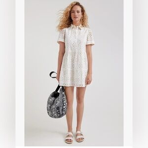 Desigual shirt Swiss lace dress white sparkles sz S mini
